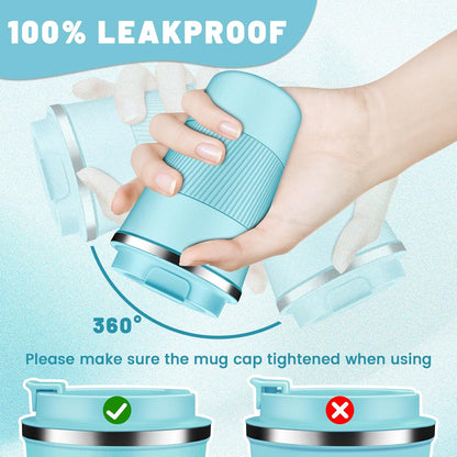 Insulated Coffee Tumblers with Flip Lid 12oz / 17oz, Stainless Steel Coffee Mug Leak Proof, Vacuum Insulated Coffee Mug Reusable Cup, Keeps Cold and Hot for Coffee Tea