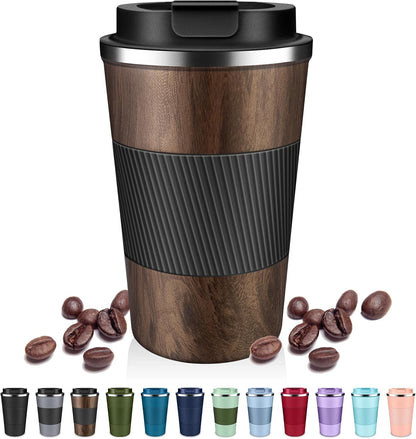 Insulated Coffee Tumblers with Flip Lid 12oz / 17oz, Stainless Steel Coffee Mug Leak Proof, Vacuum Insulated Coffee Mug Reusable Cup, Keeps Cold and Hot for Coffee Tea