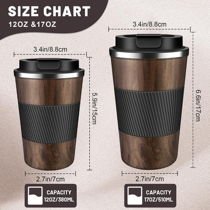 Insulated Coffee Tumblers with Flip Lid 12oz / 17oz, Stainless Steel Coffee Mug Leak Proof, Vacuum Insulated Coffee Mug Reusable Cup, Keeps Cold and Hot for Coffee Tea