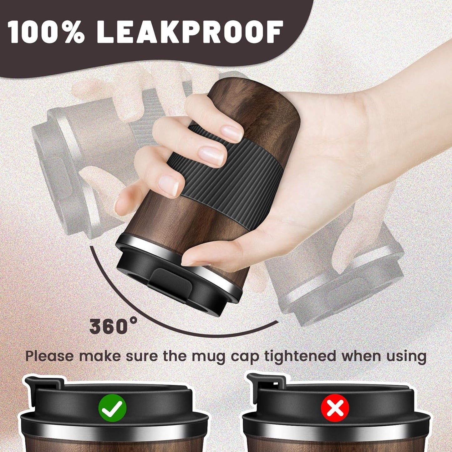 Insulated Coffee Tumblers with Flip Lid 12oz / 17oz, Stainless Steel Coffee Mug Leak Proof, Vacuum Insulated Coffee Mug Reusable Cup, Keeps Cold and Hot for Coffee Tea