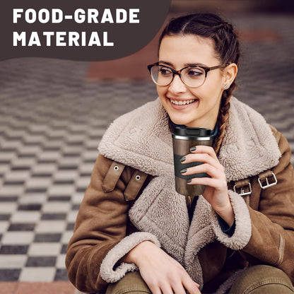Insulated Coffee Tumblers with Flip Lid 12oz / 17oz, Stainless Steel Coffee Mug Leak Proof, Vacuum Insulated Coffee Mug Reusable Cup, Keeps Cold and Hot for Coffee Tea