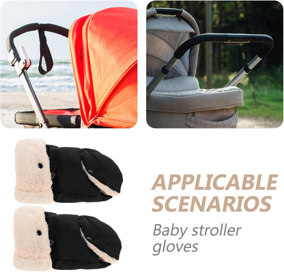 Stroller Hand Muff Waterproof Winter Mittens Black Pair