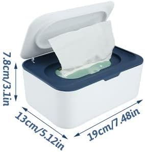 Wipes Dispenser Baby Wipe Holder, Dustproof Refillable Wipe Container Large Capacity Tissues Wipes Case with Moisture Seal Secure Lids Keeps Wipes Fresh for Home Office Bathroom (Dark Blue)