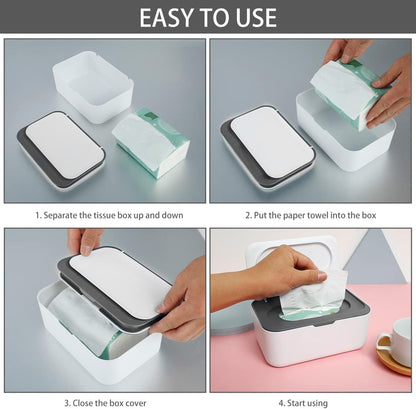 Wipes Dispenser Baby Wipe Holder, Dustproof Refillable Wipe Container Large Capacity Tissues Wipes Case with Moisture Seal Secure Lids Keeps Wipes Fresh for Home Office Bathroom (Dark Blue)