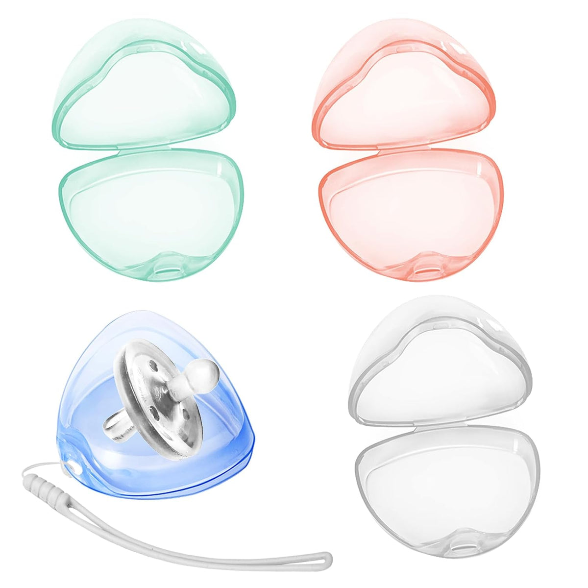 Pacifier Case, BPA Free Pacifier Holder Case with Lanyard for Diaper Bag,Pacifier Container Box for Baby Binky Nipple Travel,Essential Pacifier Accessories,Easy to Clean, Mix Color