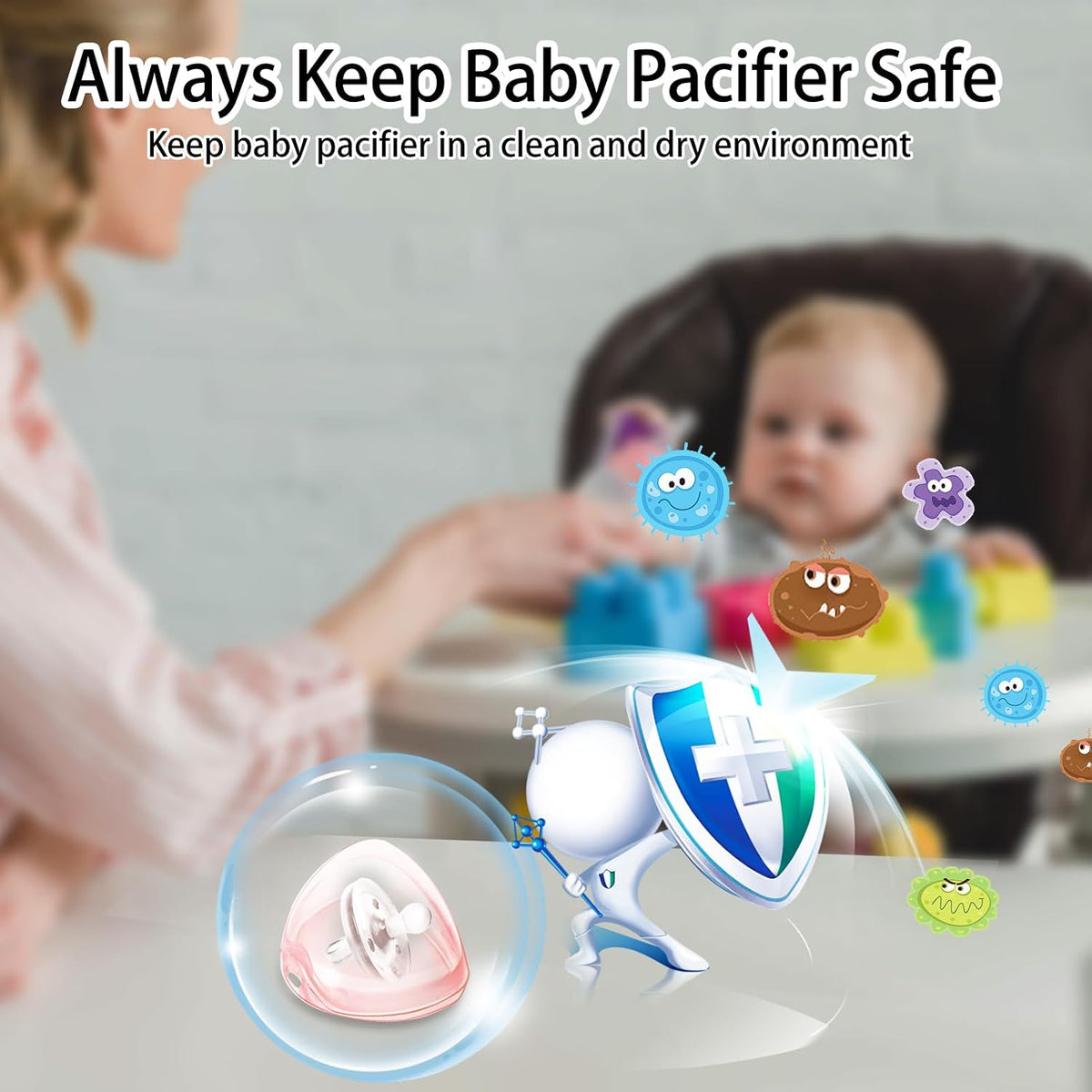 Pacifier Case, BPA Free Pacifier Holder Case with Lanyard for Diaper Bag,Pacifier Container Box for Baby Binky Nipple Travel,Essential Pacifier Accessories,Easy to Clean, Mix Color