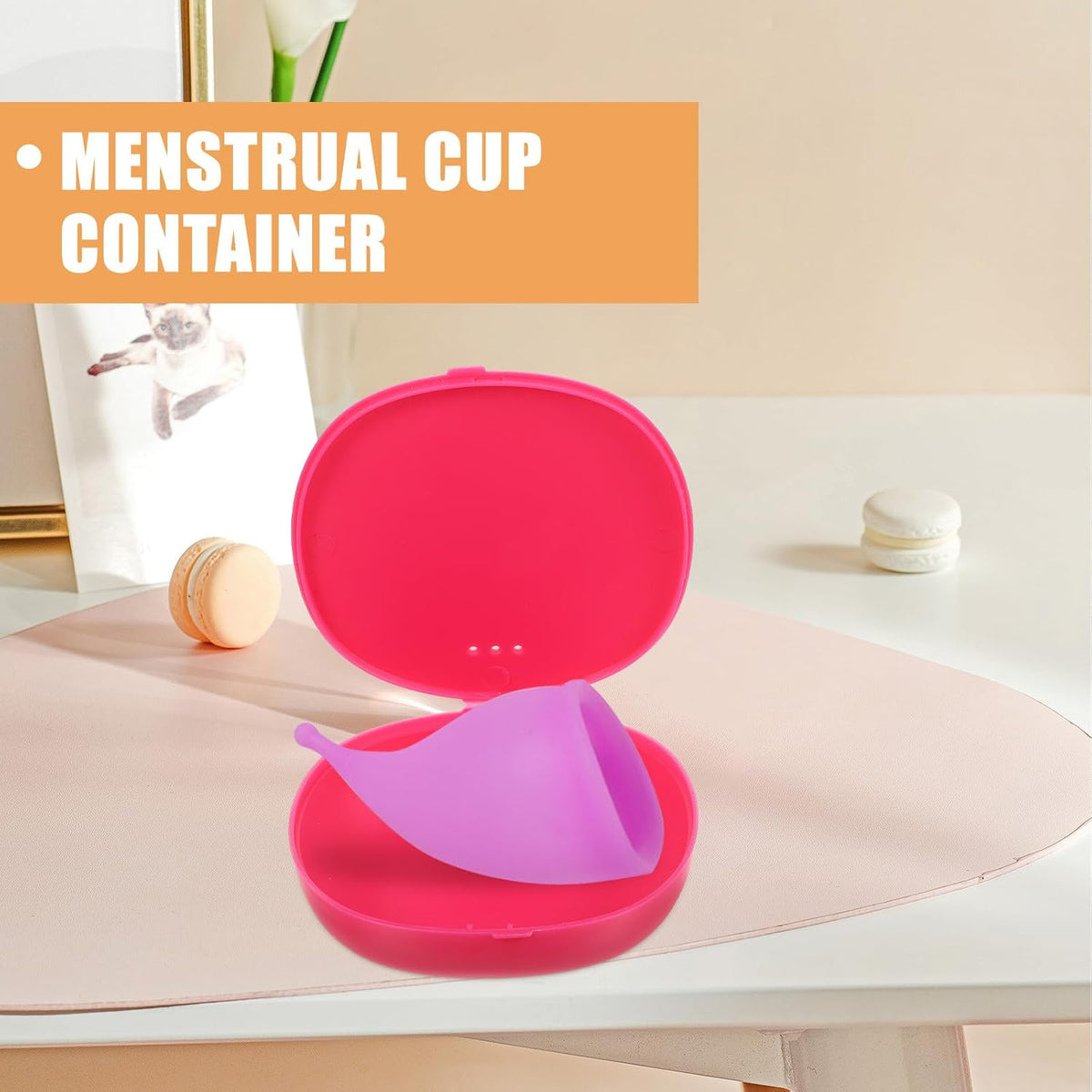 Reusable Storage Box 2pcs Pink Silicone Organizer Container Convenient Case for Women’s Travel and Daily Feminine Care