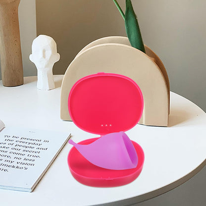 Reusable Storage Box 2pcs Pink Silicone Organizer Container Convenient Case for Women’s Travel and Daily Feminine Care