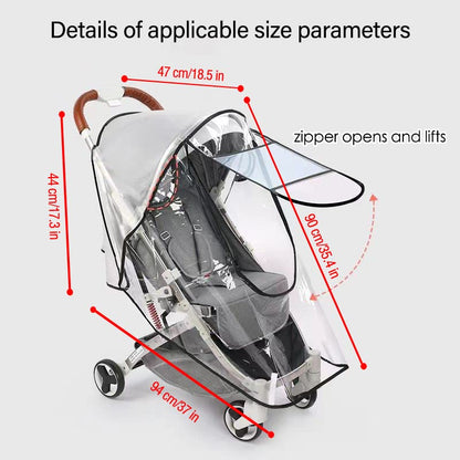 Stroller Rain Wind Cover Umbrella Accessory Windproof Waterproof Universal