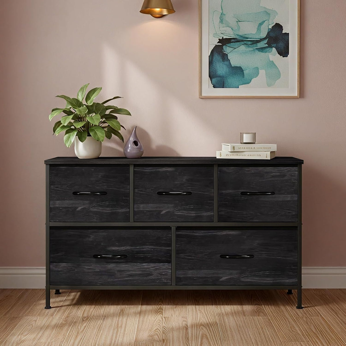 5 Drawer Dresser for Bedroom, Storage Organizer for Closet, Khaki