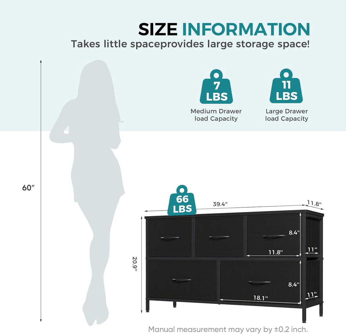 5 Drawer Dresser for Bedroom, Storage Organizer for Closet, Khaki