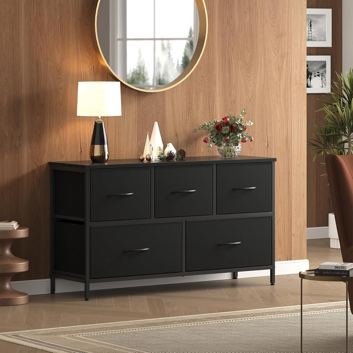 5 Drawer Dresser for Bedroom, Storage Organizer for Closet, Khaki