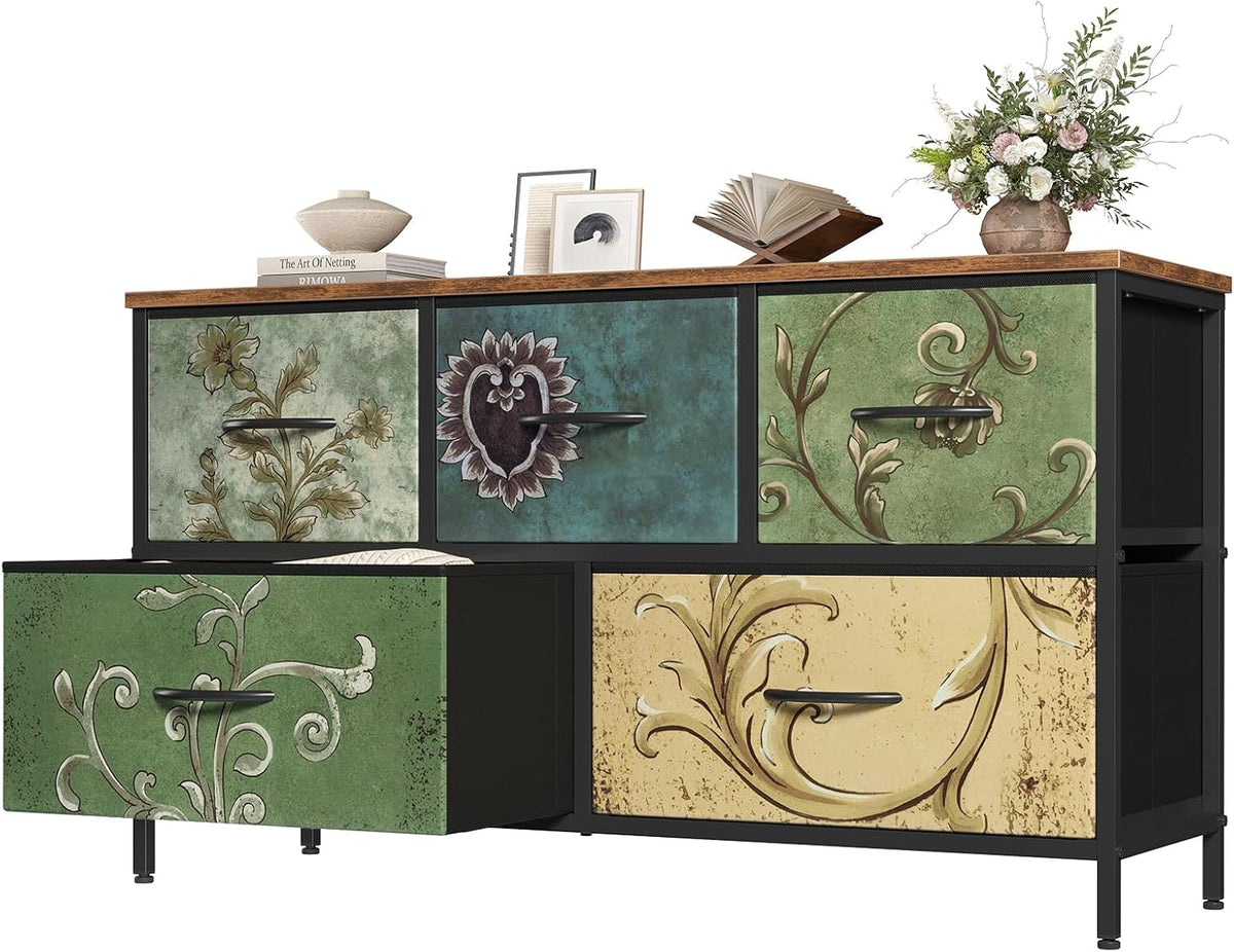 5 Drawer Dresser for Bedroom, Storage Organizer for Closet, Khaki