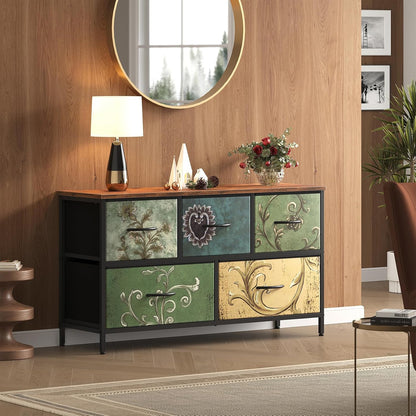 5 Drawer Dresser for Bedroom, Storage Organizer for Closet, Khaki