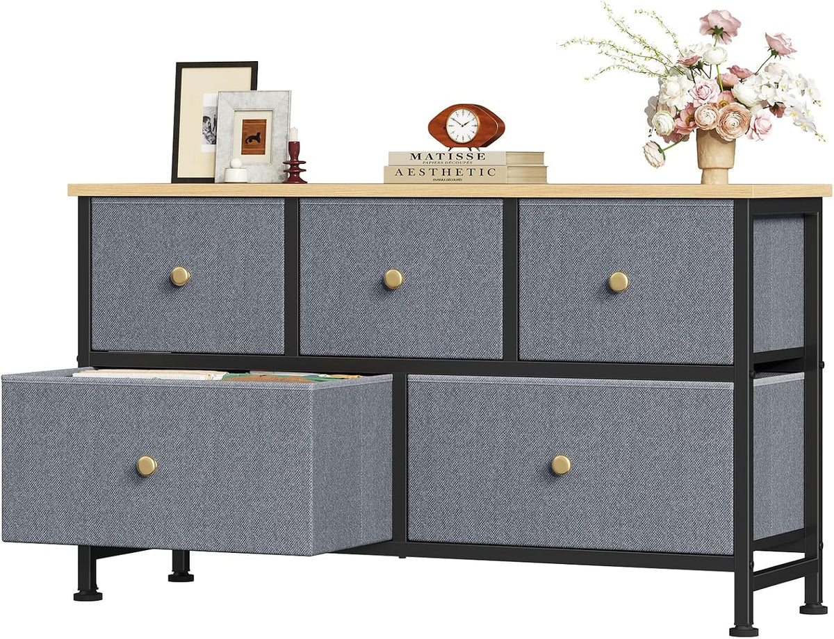 5 Drawer Dresser for Bedroom, Storage Organizer for Closet, Khaki