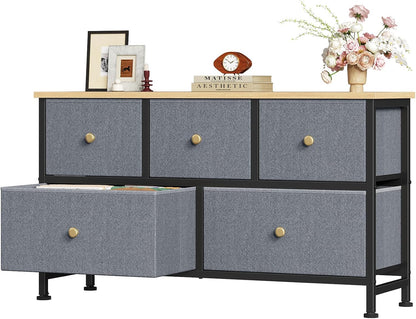 5 Drawer Dresser for Bedroom, Storage Organizer for Closet, Khaki