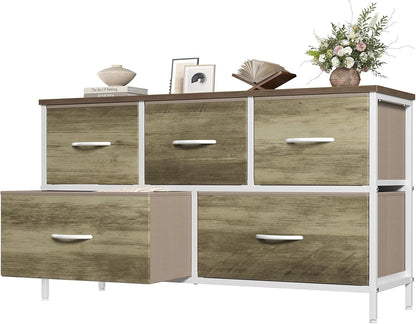 5 Drawer Dresser for Bedroom, Storage Organizer for Closet, Khaki