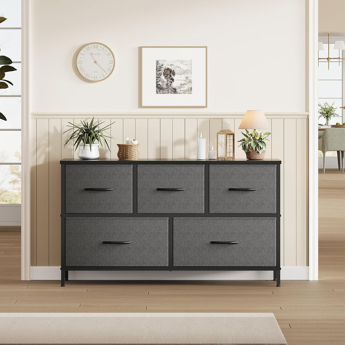 5 Drawer Dresser for Bedroom, Storage Organizer for Closet, Khaki