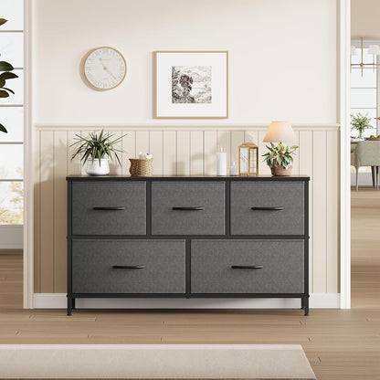 5 Drawer Dresser for Bedroom, Storage Organizer for Closet, Khaki