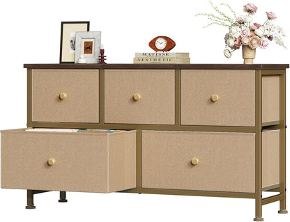 5 Drawer Dresser for Bedroom, Storage Organizer for Closet, Khaki