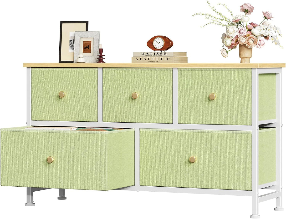 5 Drawer Dresser for Bedroom, Storage Organizer for Closet, Khaki