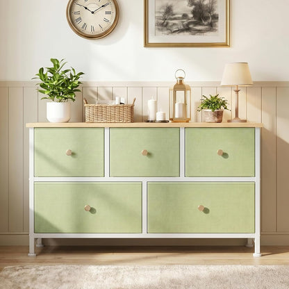 5 Drawer Dresser for Bedroom, Storage Organizer for Closet, Khaki