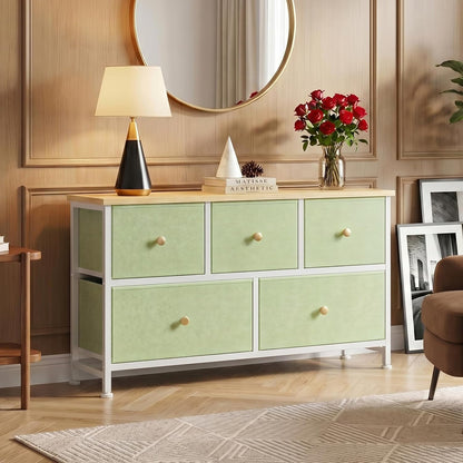 5 Drawer Dresser for Bedroom, Storage Organizer for Closet, Khaki