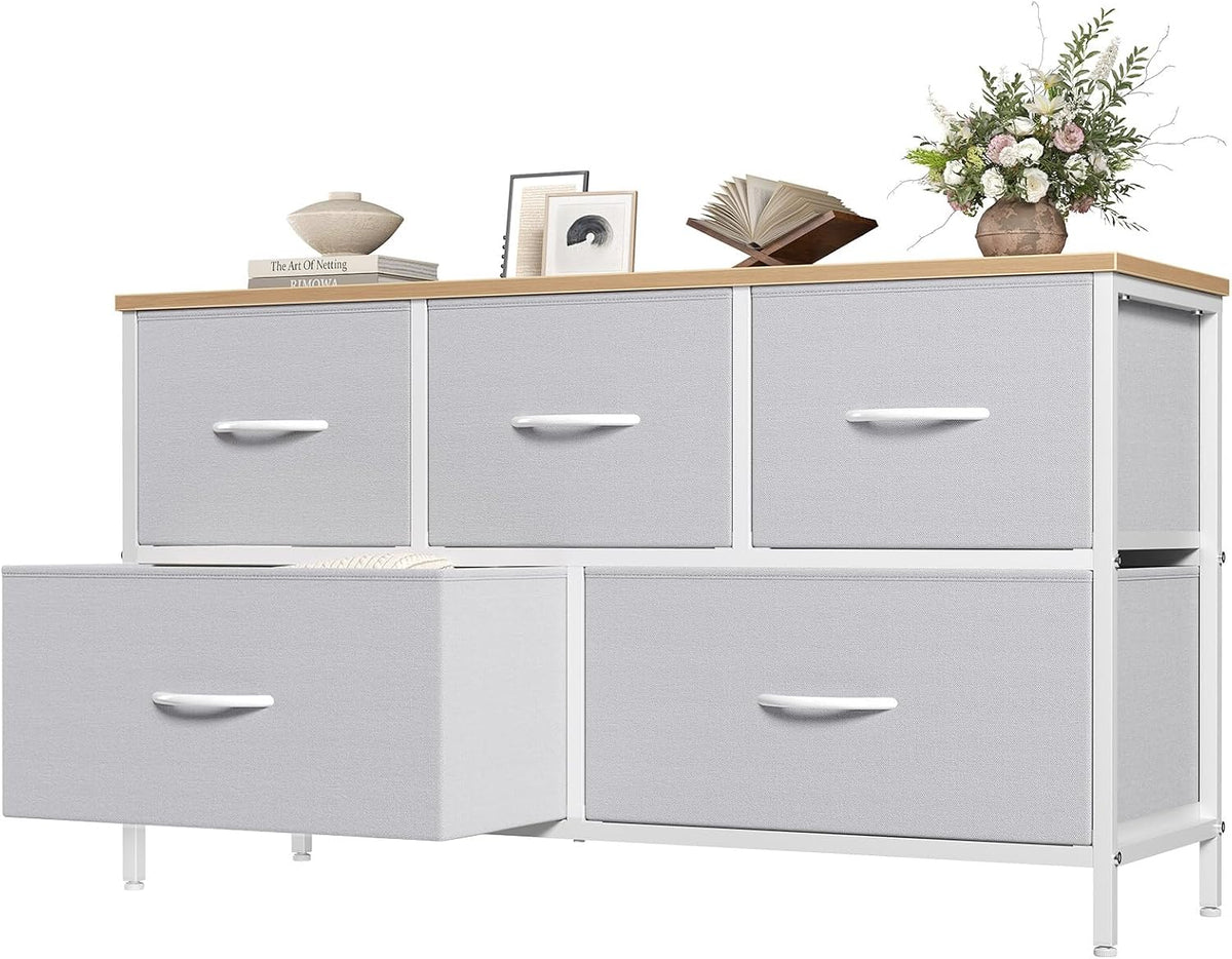 5 Drawer Dresser for Bedroom, Storage Organizer for Closet, Khaki