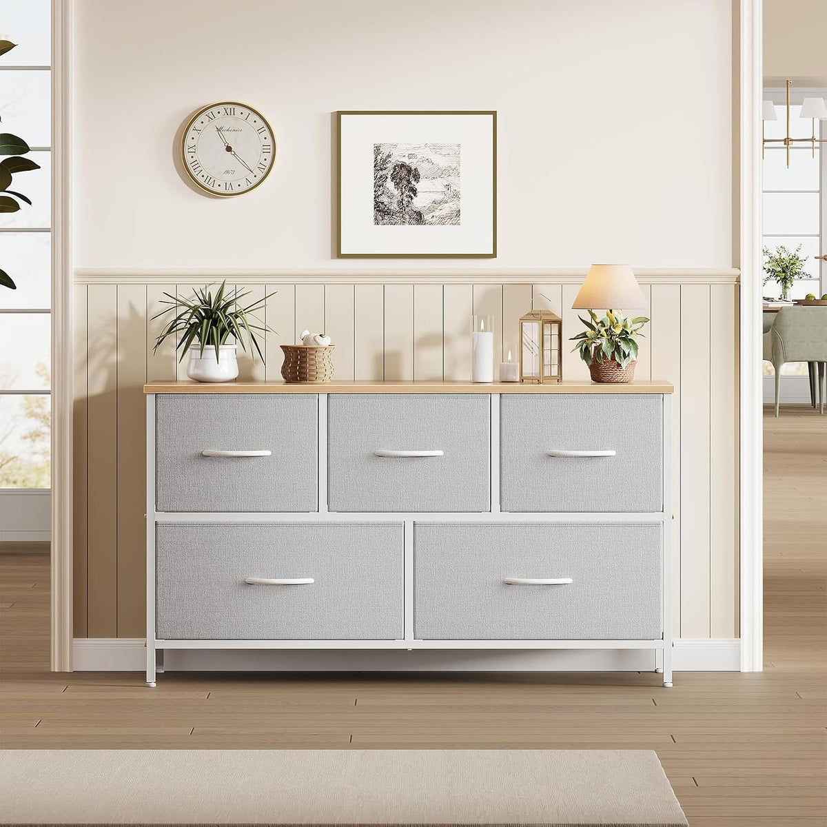 5 Drawer Dresser for Bedroom, Storage Organizer for Closet, Khaki