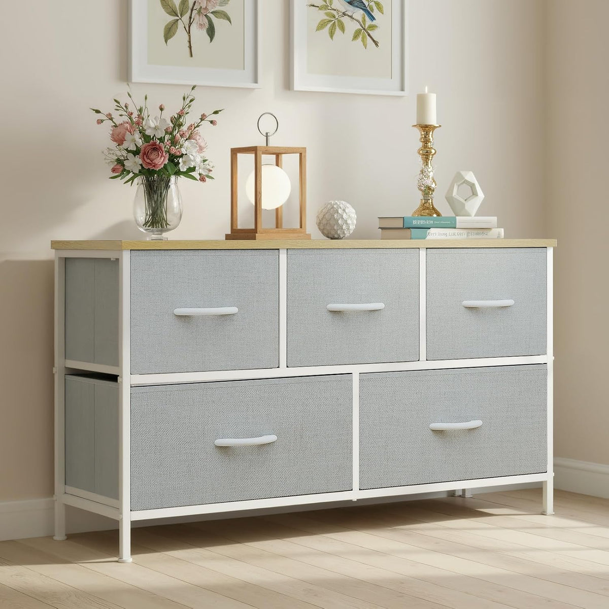 5 Drawer Dresser for Bedroom, Storage Organizer for Closet, Khaki