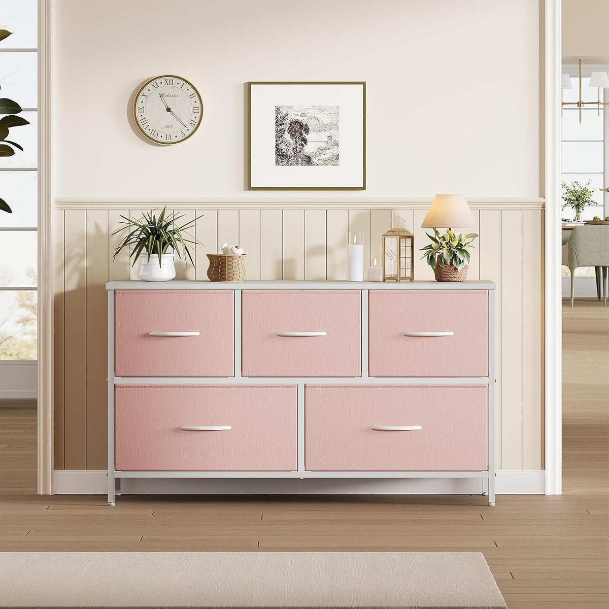 5 Drawer Dresser for Bedroom, Storage Organizer for Closet, Khaki