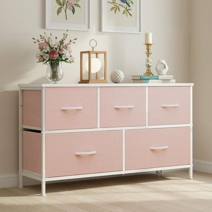 5 Drawer Dresser for Bedroom, Storage Organizer for Closet, Khaki