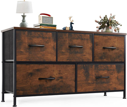 5 Drawer Dresser for Bedroom, Storage Organizer for Closet, Khaki