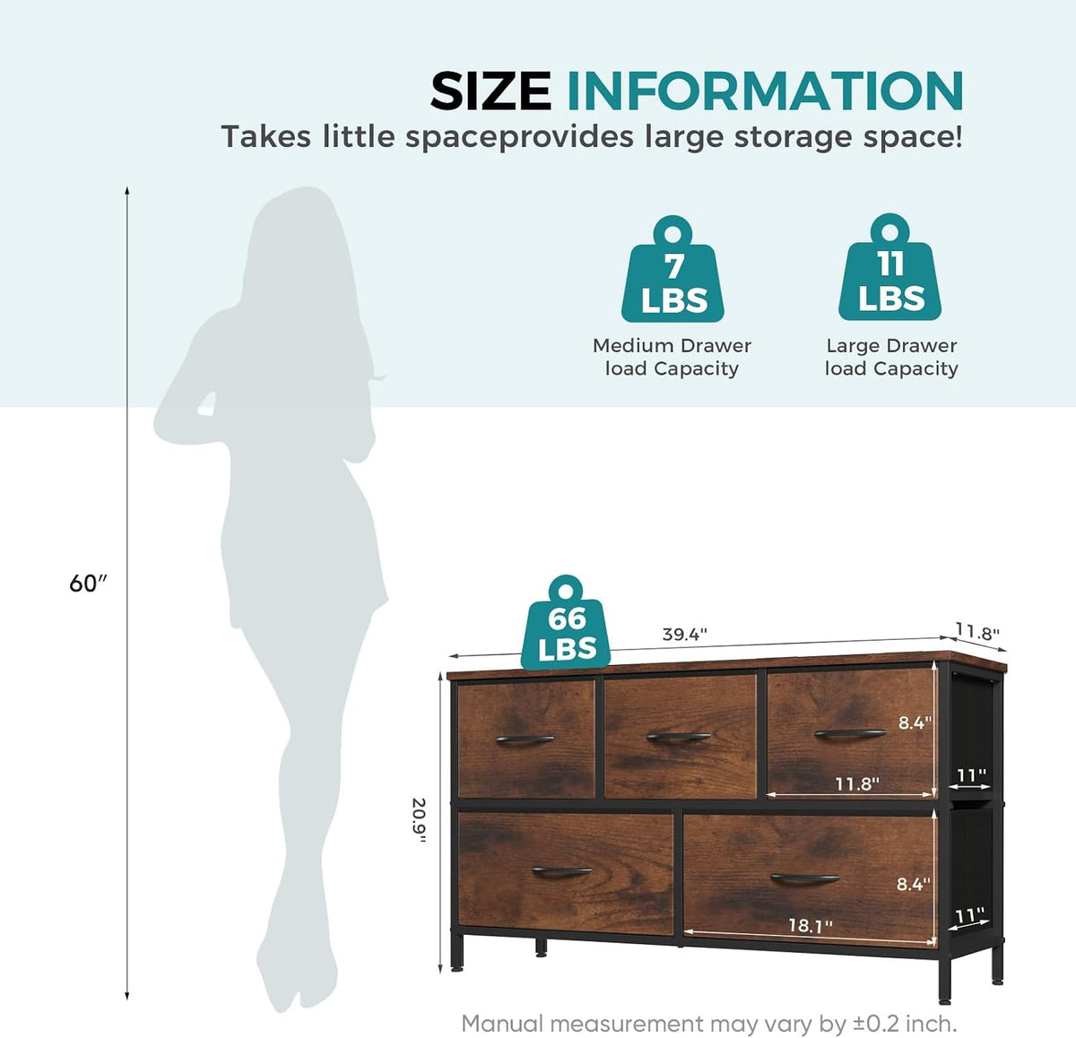 5 Drawer Dresser for Bedroom, Storage Organizer for Closet, Khaki