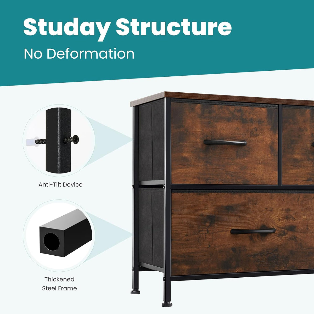 5 Drawer Dresser for Bedroom, Storage Organizer for Closet, Khaki