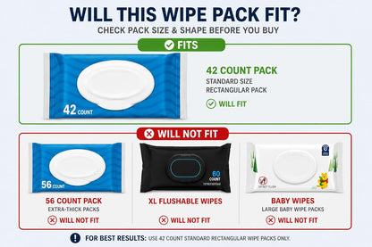 Loo Discreet Flushable Wipes Dispenser – Fits Standard Size Flushable Wipes Only – No-Drill Suction Mount Bathroom Holder with Lid for Toilet Tank, Tile, or Mirror