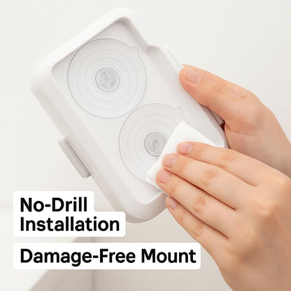 Loo Discreet Flushable Wipes Dispenser – Fits Standard Size Flushable Wipes Only – No-Drill Suction Mount Bathroom Holder with Lid for Toilet Tank, Tile, or Mirror