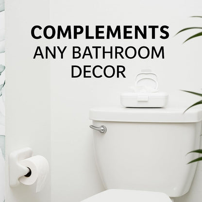 Loo Discreet Flushable Wipes Dispenser – Fits Standard Size Flushable Wipes Only – No-Drill Suction Mount Bathroom Holder with Lid for Toilet Tank, Tile, or Mirror