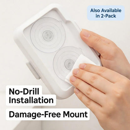 Loo Discreet Flushable Wipes Dispenser – Fits Standard Size Flushable Wipes Only – No-Drill Suction Mount Bathroom Holder with Lid for Toilet Tank, Tile, or Mirror