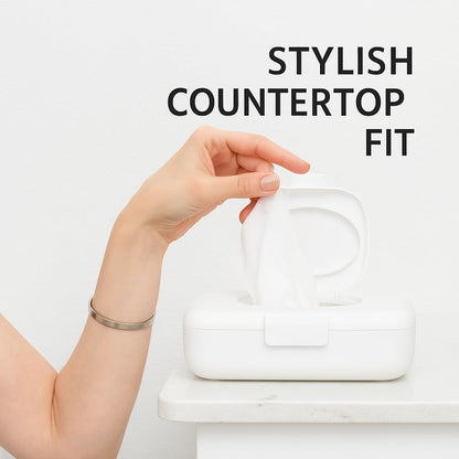 Loo Discreet Flushable Wipes Dispenser – Fits Standard Size Flushable Wipes Only – No-Drill Suction Mount Bathroom Holder with Lid for Toilet Tank, Tile, or Mirror