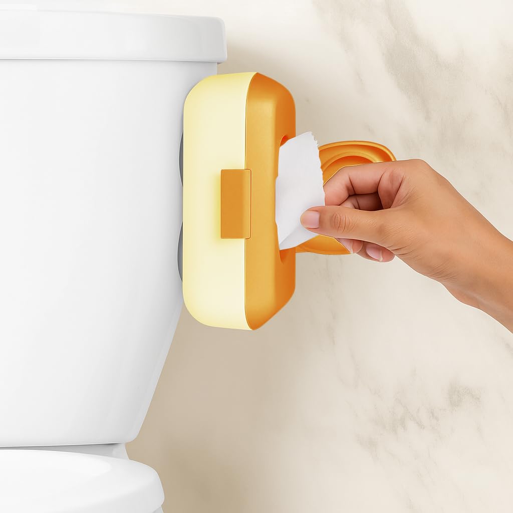 Loo Discreet Flushable Wipes Dispenser – Fits Standard Size Flushable Wipes Only – No-Drill Suction Mount Bathroom Holder with Lid for Toilet Tank, Tile, or Mirror