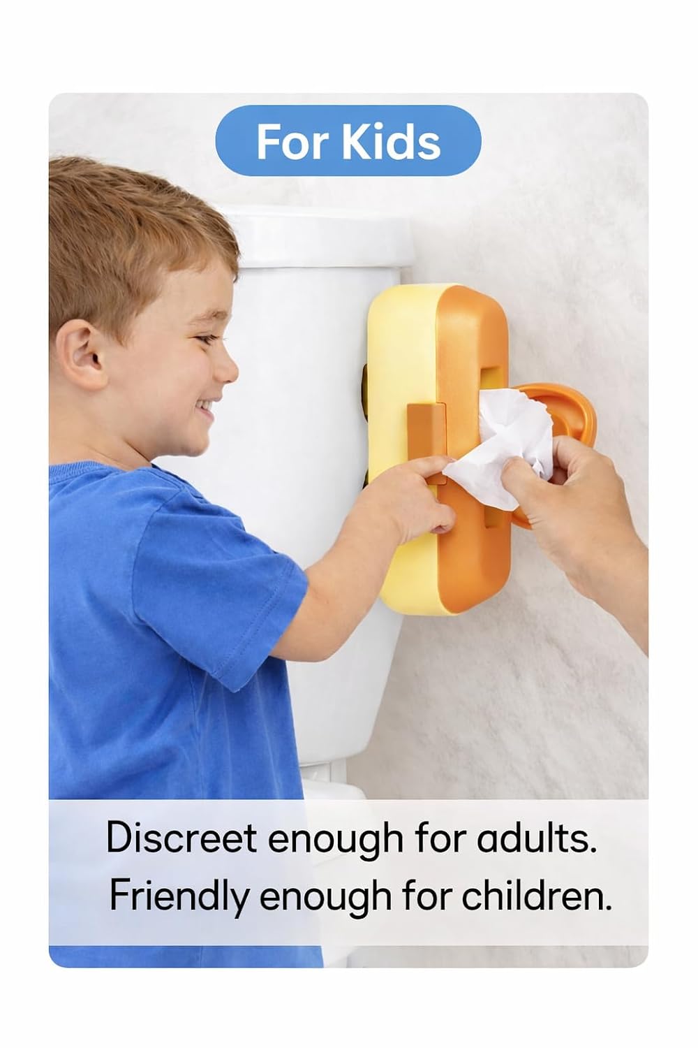 Loo Discreet Flushable Wipes Dispenser – Fits Standard Size Flushable Wipes Only – No-Drill Suction Mount Bathroom Holder with Lid for Toilet Tank, Tile, or Mirror