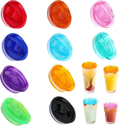 10Pack Tumbler Lid Replacement, Skinny 20 Oz Tumbler Lid,Coffee Cup Lids with Sliding Gasket for 20oz Sublimation Tumblers,Acrylic Sliding Covers Spill Proof Mug Lids for Daily Life Straw Friendly
