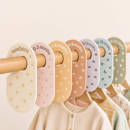 7 Pcs Baby Closet Size Dividers for Nursery Clothes Organizer, Boho