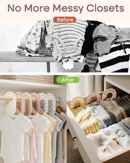 7 Pcs Baby Closet Size Dividers for Nursery Clothes Organizer, Boho