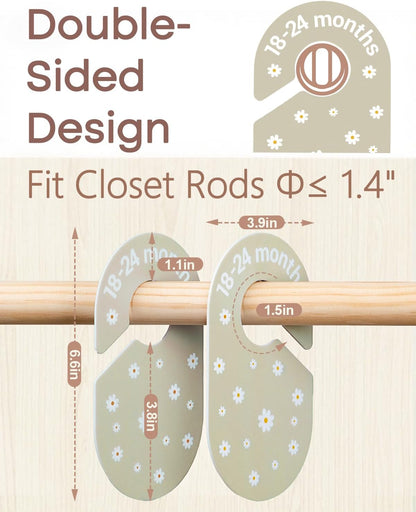 7 Pcs Baby Closet Size Dividers for Nursery Clothes Organizer, Boho