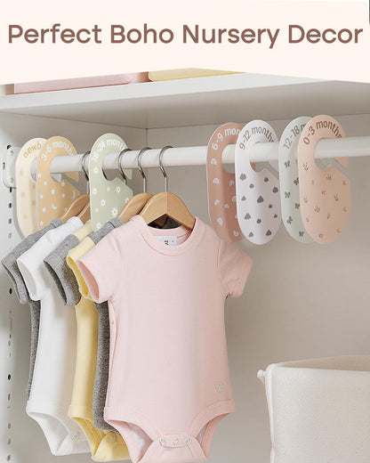 7 Pcs Baby Closet Size Dividers for Nursery Clothes Organizer, Boho