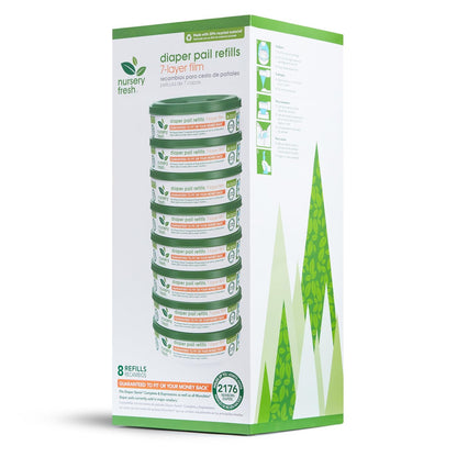 Nursery Fresh® Refill Rings for Diaper Genie® and ® Diaper Pails, Holds up to 2,176 Newborn Diapers, 8 Pack