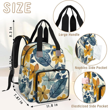Colourful Leaves Diaper Bag Backpack for Travel, Waterproof Diaper Bag with Insulated Bottle Pockets & USB Port, Large Capacity Baby Bag for Moms & Dads