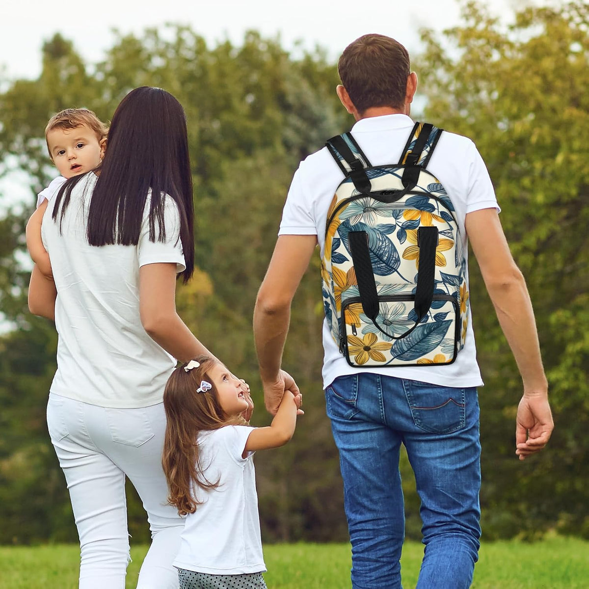 Colourful Leaves Diaper Bag Backpack for Travel, Waterproof Diaper Bag with Insulated Bottle Pockets & USB Port, Large Capacity Baby Bag for Moms & Dads